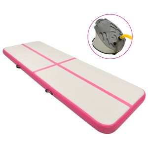 VidaXL Gymnastiekmat met pomp opblaasbaar 500x100x15 cm pvc roze