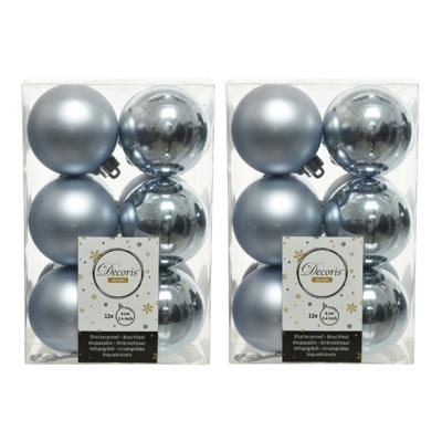 Decoris kerstballen - 24x st - grijsblauw - 6 cm - kunststof - mat/glans - kerstversiering Decoris kerstballen - 24x st - grijsblauw - 6 cm - kunststof - mat/glans - kerstversiering