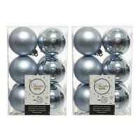 Decoris kerstballen - 24x st - grijsblauw - 6 cm - kunststof - mat/glans - kerstversiering