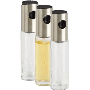 3x Glazen azijn/olie flesjes met sproeikop 100 ml