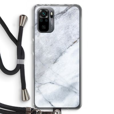 Witte marmer: Xiaomi Redmi Note 10 Pro Transparant Hoesje met koord