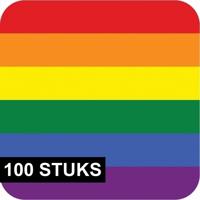 Regenboog thema print Bierviltjes - onderzetters - 100x stuks - karton - Pride - feestartikelen