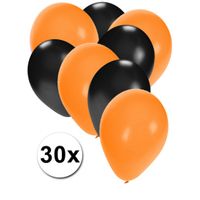 Oranjete en zwarte ballonnen 30 stuks   -