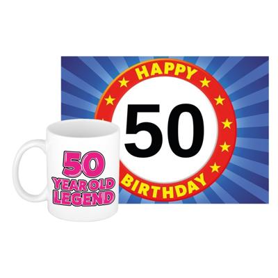 Verjaardag cadeau koffiemok 50 jaar - vrouw - legend - met A5 formaat wenskaart Verjaardag cadeau koffiemok 50 jaar - vrouw - legend - met A5 formaat wenskaart