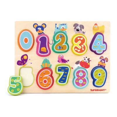 Topbright houten puzzel dieren en cijfers, 10st.