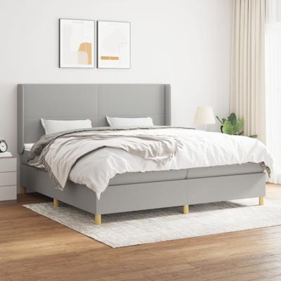 Boxspring met matras stof lichtgrijs 200x200 cm