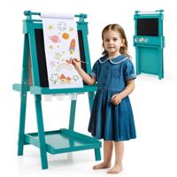 Kinderen Hoogteverstelbaar Bord met Whiteboard & Magnetisch Bord Vouwbare Easel Groen