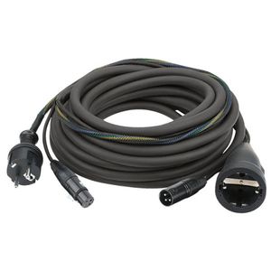 DAP Audio Power/Signaal kabel Schuko male - Schuko female & XLR female - XLR male, 15 meter (zwart)