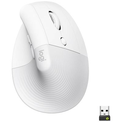 Logitech Lift Vertical Ergonomic Mouse Ergonomische muis Bluetooth, Radiografisch Optisch Wit 6 Toetsen 4000 dpi Ergonomisch