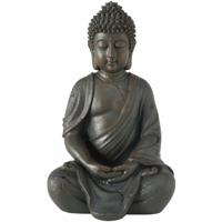 Deco by Boltze Boeddha beeld Zen - kunststeen - antiek donkergrijs - 13 x 10 x 20 cm - Beeldjes - thumbnail