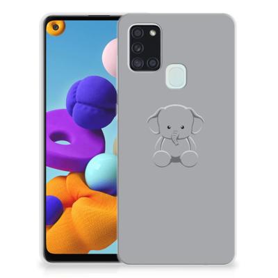 Samsung Galaxy A21s Telefoonhoesje met Naam Grijs Baby Olifant Samsung Galaxy A21s Telefoonhoesje met Naam Grijs Baby Olifant