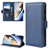 Dual-Side magnetische Buckle horizontale Flip lederen case voor OnePlus 7 met houder & kaartsleuven & portemonnee & fotolijstjes (donkerblauw)