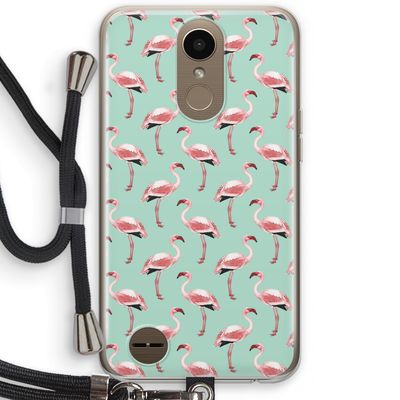 Flamingoprint groen: LG K10 (2017) Transparant Hoesje met koord