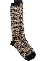 Moschino monogram-jacquard lurex ribbed-knit socks - Noir - thumbnail