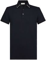Profuomo Heren Poloshirt Navy Contrast Details Garment Washed Slim Fit - thumbnail