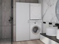 Kast WASHING 2 machines boven elkaar met kast 1 deur MEDIUM