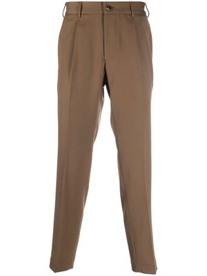 Dell'oglio pantalon en laine mélangée à coupe fuselée - Marron
