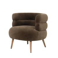 Fauteuil Nelly donkerbruin met bont