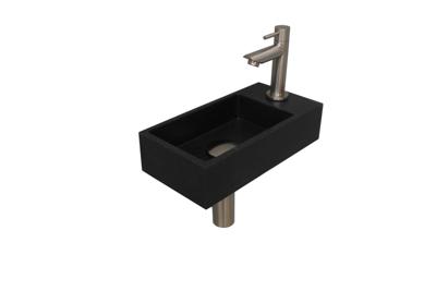 Fonteinset INK Versus 36x18x9 cm Quartz Zwart Met Kraangat Rechts Brushed Nickel