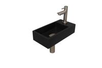 Fonteinset INK Versus 36x18x9 cm Quartz Zwart Met Kraangat Rechts Brushed Nickel
