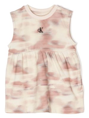 Calvin Klein Kids Jurk met logoprint - Bruin