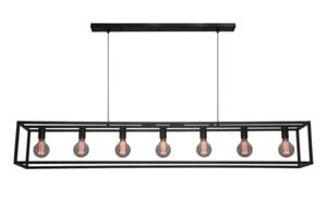 Freelight Hanglamp Esteso 7 lichts L 168 cm B 25 cm zwart