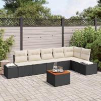 Tuinbankenset met kussen 7 pcs Zwart poly rattan