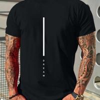 Bon&Bon Men's Letter Printed Round Neck T-Shirt - Burgundy Summer Tee Black / XL