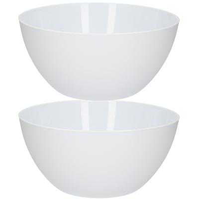 Plasticforte Serveerschaal - 2x - D25xH12 cm - kunststof - wit - saladeschaal Plasticforte Serveerschaal - 2x - D25xH12 cm - kunststof - wit - saladeschaal
