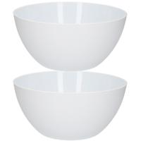 Plasticforte Serveerschaal - 2x - D25xH12 cm - kunststof - wit - saladeschaal