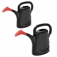 2x stuks kunststof tuin gieters 7.5 en 10 liter zwart - thumbnail