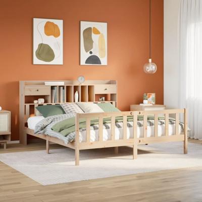 Bed met boekenkast zonder matras massief grenenhout 180x200 cm