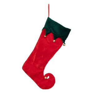 Feeric Christmas decoratie kerstsok - elf laars - H45 cm - rood - vilt   -