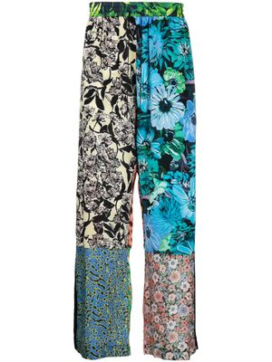 Marine Serre pantalon en soie à mélange d'imprimés - Vert