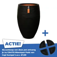 Vaas elegant deluxe rib Ø56xh84 zwart