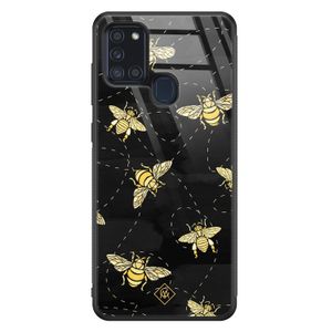 Samsung Galaxy A21s glazen hardcase - Bee yourself