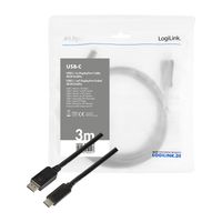 LogiLink UA0336 video kabel adapter 3 m USB Type-C DisplayPort Zwart - thumbnail