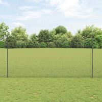 VidaXL Hek met paal grijs 1,6 x 25 m staal en pvc
