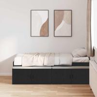 Opbergbedframe met opslag Zwart eiken 100 x 200 cm Bewerkt hout