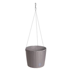 Kunststof Rato rotan hangende bloempotten/plantenpotten taupe 25 cm   -