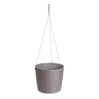 Kunststof Rato rotan hangende bloempotten/plantenpotten taupe 25 cm   - - thumbnail