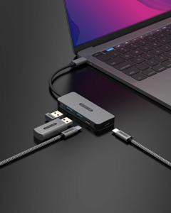Sitecom CN-5010 interface hub USB 3.2 Gen 1 (3.1 Gen 1) Type-C 5000 Mbit/s Zwart, Grijs