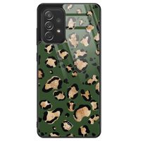 Samsung Galaxy A72 glazen hardcase - Luipaard groen
