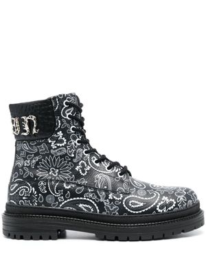 Philipp Plein bottines à motif cachemire - Noir