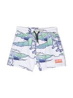 Kenzo Kids short de bain à imprimé animalier - Blanc - thumbnail