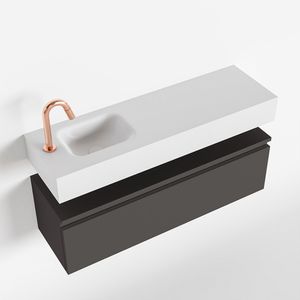 Toiletmeubel Mondiaz Andor | 100 cm | Meubelkleur Dark grey | Lex vrijhangend wastafel Talc Links | 1 kraangat