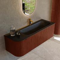 Badmeubel Mondiaz Kurve | 135 cm cm | Meubelkleur Ruby | Wastafelkleur Urban | Solid surface | Wasbak rechter zijde spoelbak | 1 kraangat