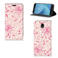 Samsung Galaxy J7 2017 | J7 Pro Smart Cover Pink Flowers - thumbnail
