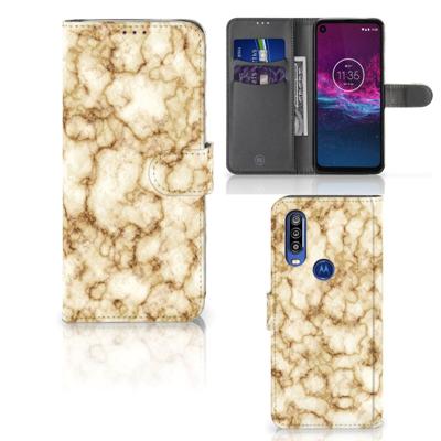 Motorola One Action | Bookcase | Marmer Goud