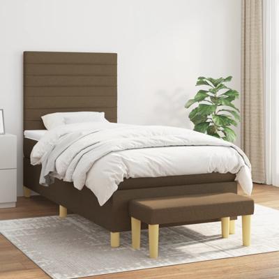 Boxspring met matras stof donkerbruin 90x200 cm